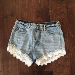 Free People Lace Jean Shorts